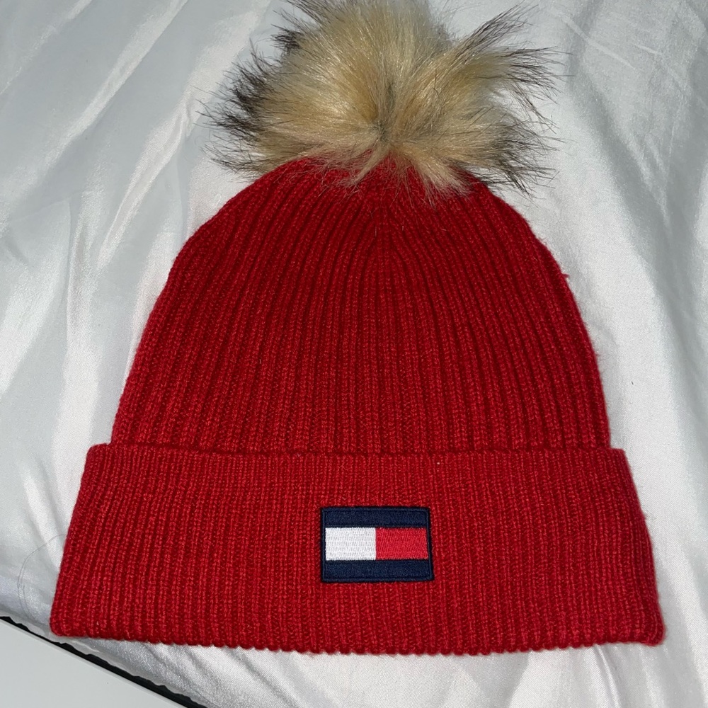 Red Tommy Hilfiger beanie